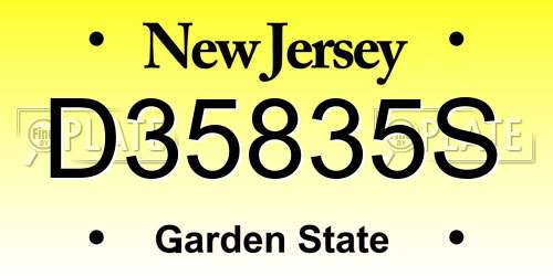 D35835S New Jersey License Plate