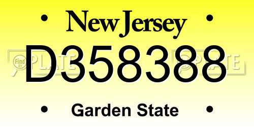 D358388 New Jersey License Plate