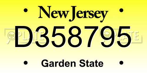 D358795 New Jersey License Plate