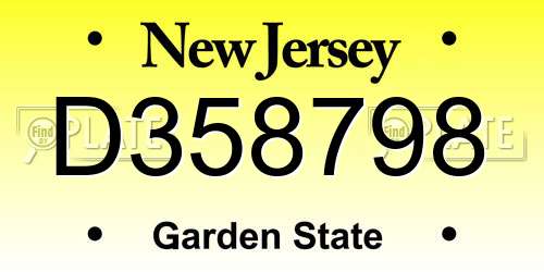 D358798 New Jersey License Plate