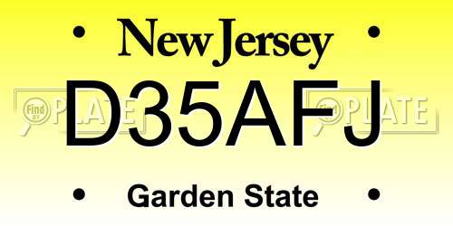 D35AFJ New Jersey License Plate