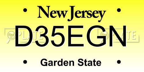 D35EGN New Jersey License Plate