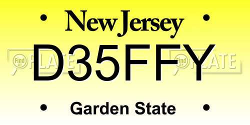 D35FFY New Jersey License Plate