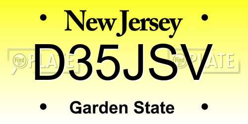 D35JSV New Jersey License Plate