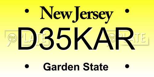 D35KAR New Jersey License Plate