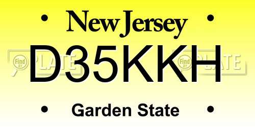 D35KKH New Jersey License Plate