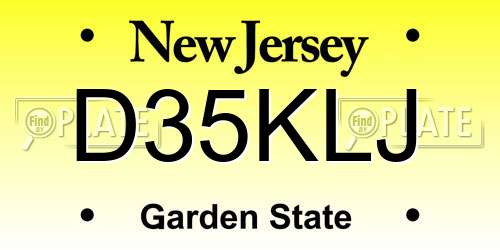 D35KLJ New Jersey License Plate