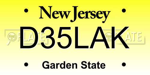 D35LAK New Jersey License Plate