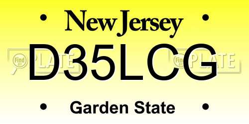 D35LCG New Jersey License Plate