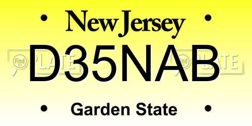 D35NAB New Jersey License Plate
