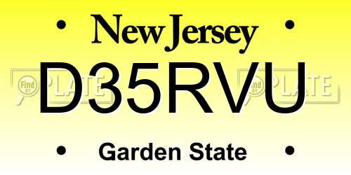 D35RVU New Jersey License Plate