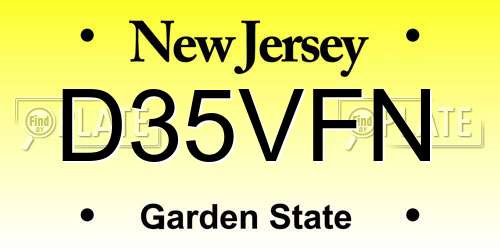 D35VFN New Jersey License Plate