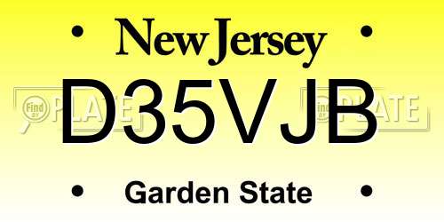 D35VJB New Jersey License Plate