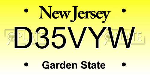 D35VYW New Jersey License Plate