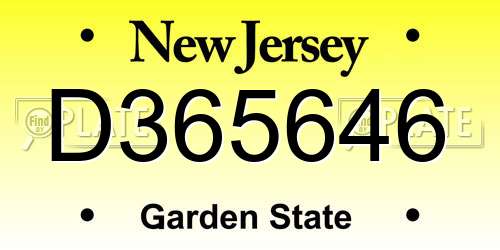 D365646 New Jersey License Plate