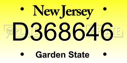 D368646 New Jersey License Plate