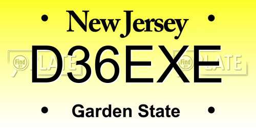D36EXE New Jersey License Plate