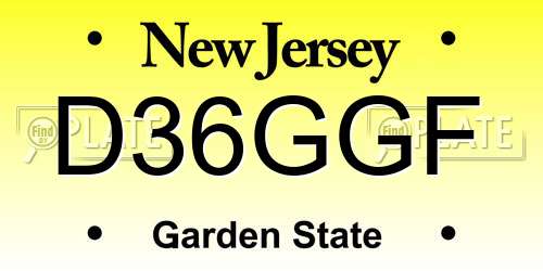 D36GGF New Jersey License Plate