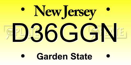D36GGN New Jersey License Plate