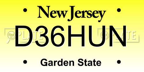 D36HUN New Jersey License Plate