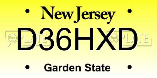 D36HXD New Jersey License Plate