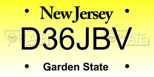 D36JBV New Jersey License Plate