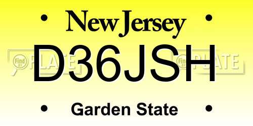 D36JSH New Jersey License Plate