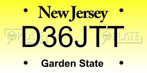 D36JTT New Jersey License Plate