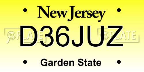 D36JUZ New Jersey License Plate