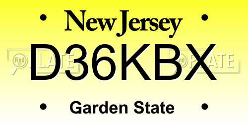 D36KBX New Jersey License Plate