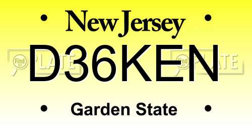 D36KEN New Jersey License Plate