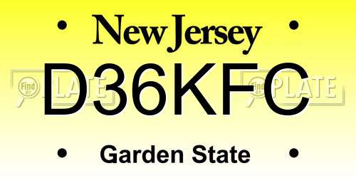 D36KFC New Jersey License Plate