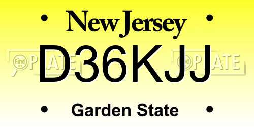 D36KJJ New Jersey License Plate