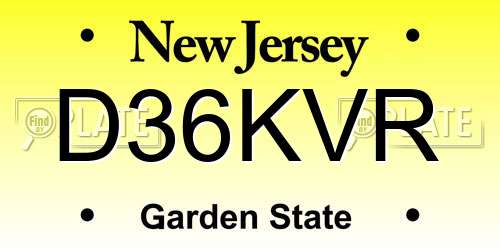 D36KVR New Jersey License Plate