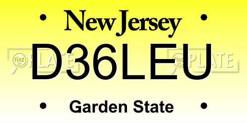 D36LEU New Jersey License Plate