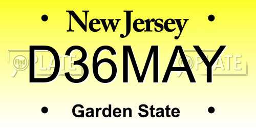 D36MAY New Jersey License Plate