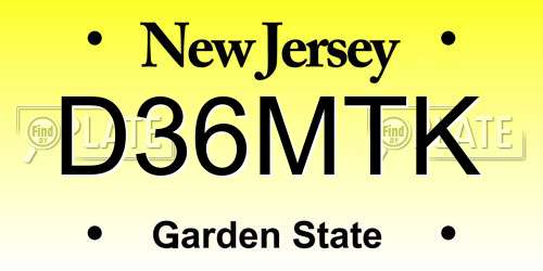 D36MTK New Jersey License Plate