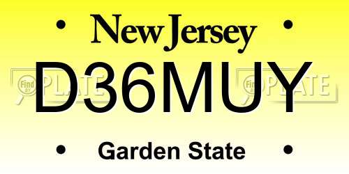 D36MUY New Jersey License Plate