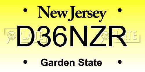 D36NZR New Jersey License Plate