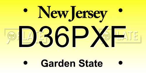 D36PXF New Jersey License Plate