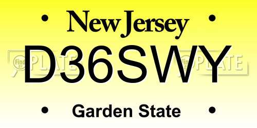 D36SWY New Jersey License Plate