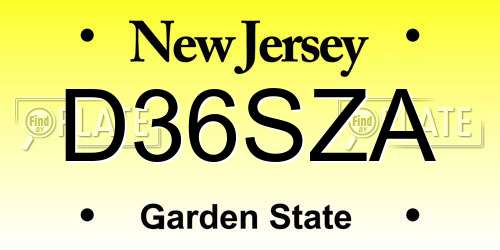 D36SZA New Jersey License Plate