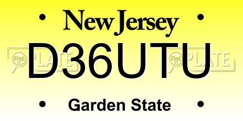 D36UTU New Jersey License Plate