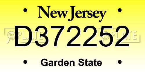 D372252 New Jersey License Plate