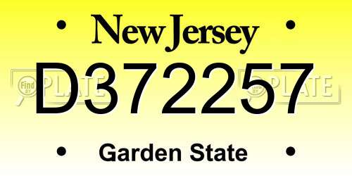 D372257 New Jersey License Plate