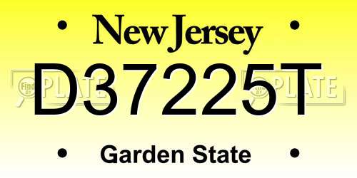 D37225T New Jersey License Plate