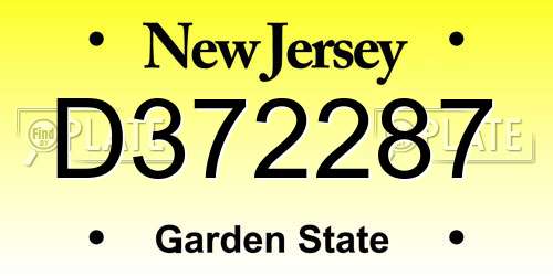 D372287 New Jersey License Plate