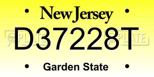 D37228T New Jersey License Plate