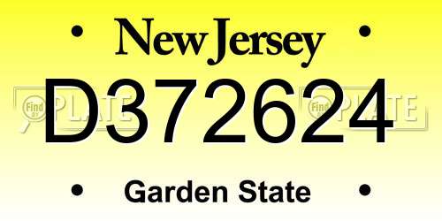 D372624 New Jersey License Plate