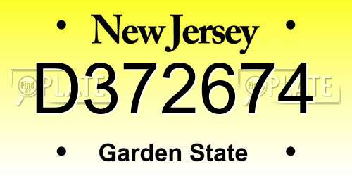 D372674 New Jersey License Plate